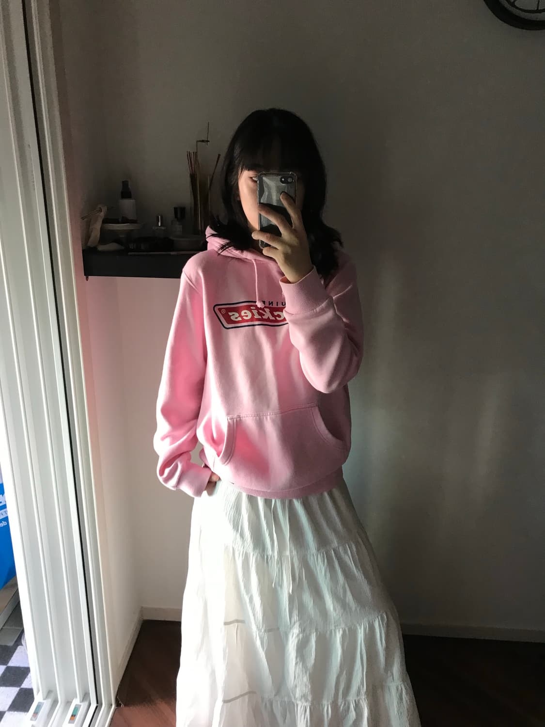 디키즈 중앙 프린팅로고 핑크 후드티 상품이미지2