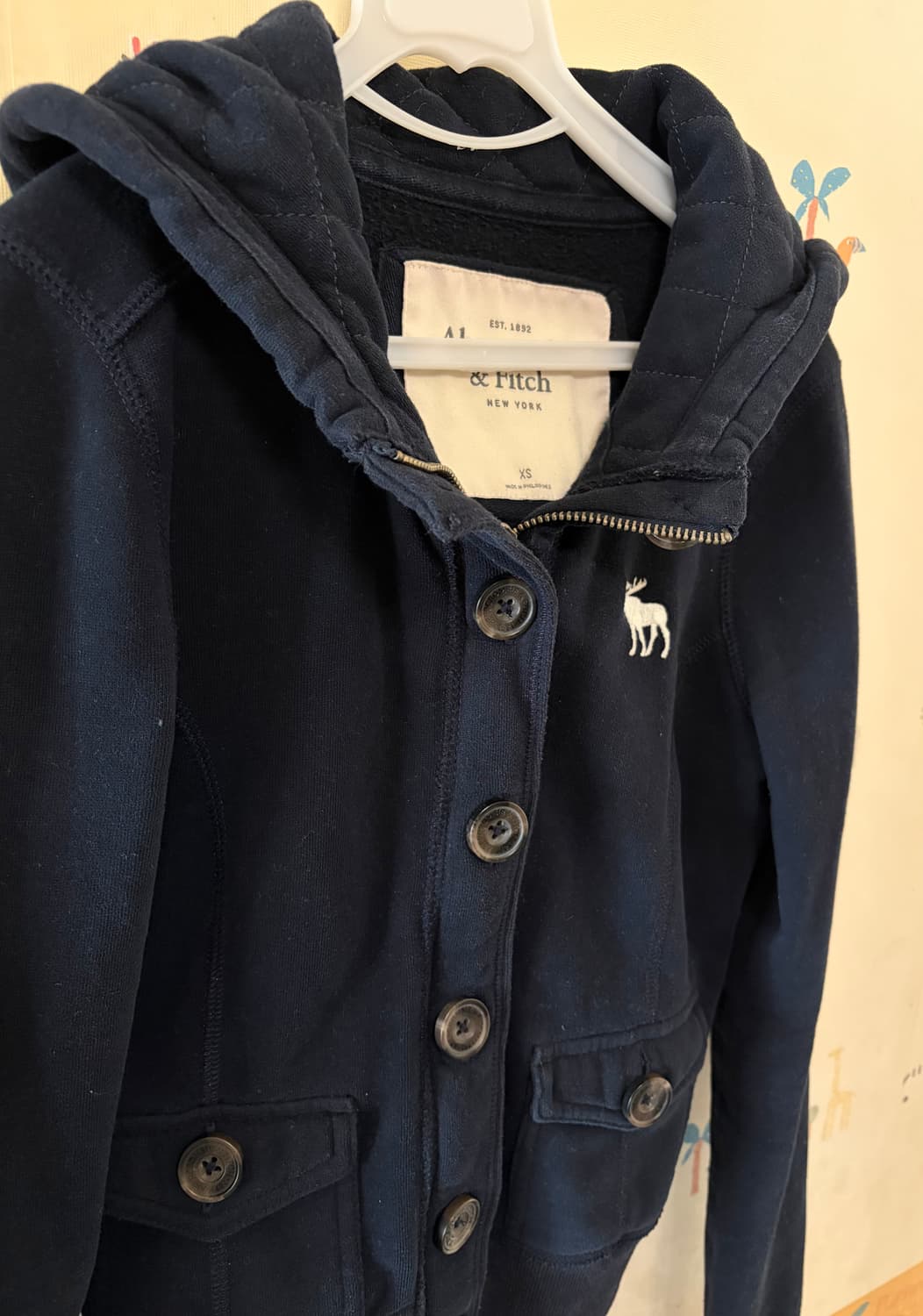 희귀매물 아베크롬비 단추 후드 집업 네이비 상품이미지3