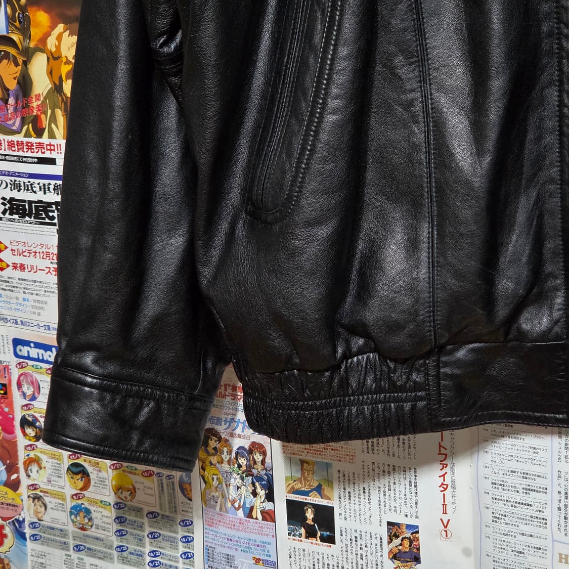 인디안 스트라이프 안감 양가죽 블랙 봄버 자켓 상품이미지5