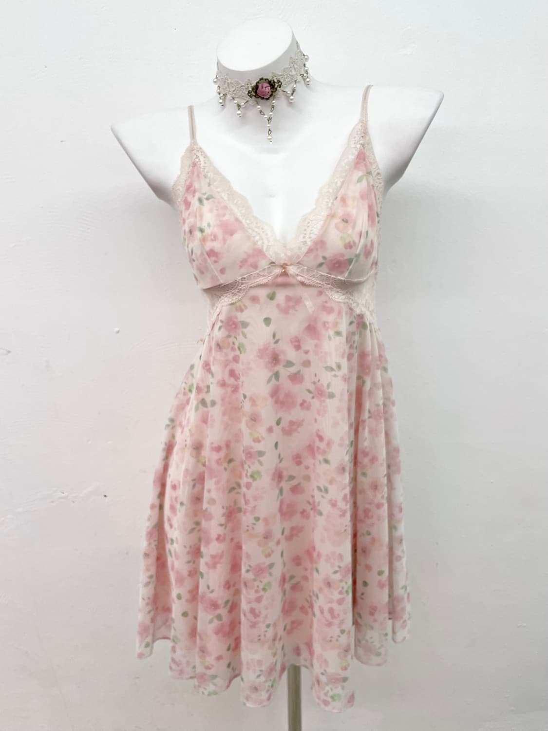 핑크 플로럴 레이스 슬립 상품이미지1