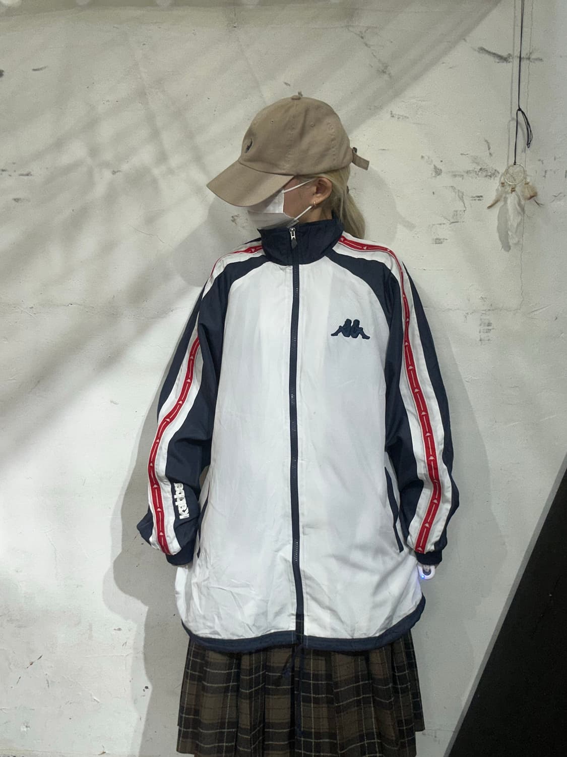 카파 네이비 화이트 올드스쿨 빅 로고 바람막이 자켓 M 상품이미지2