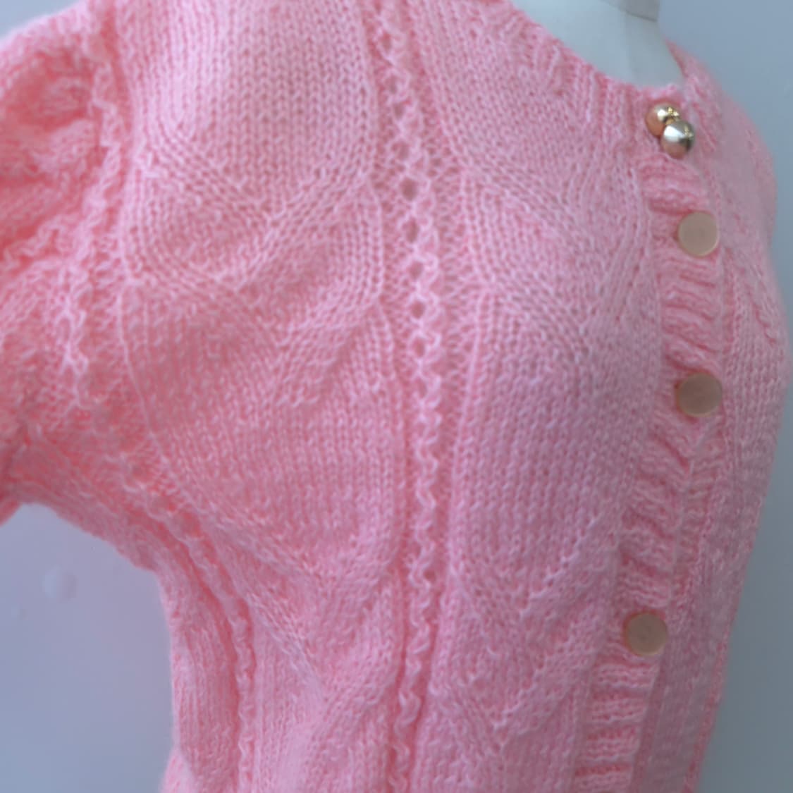 파스텔 핑크 헤어리 케이블 니트 가디건 상품이미지8