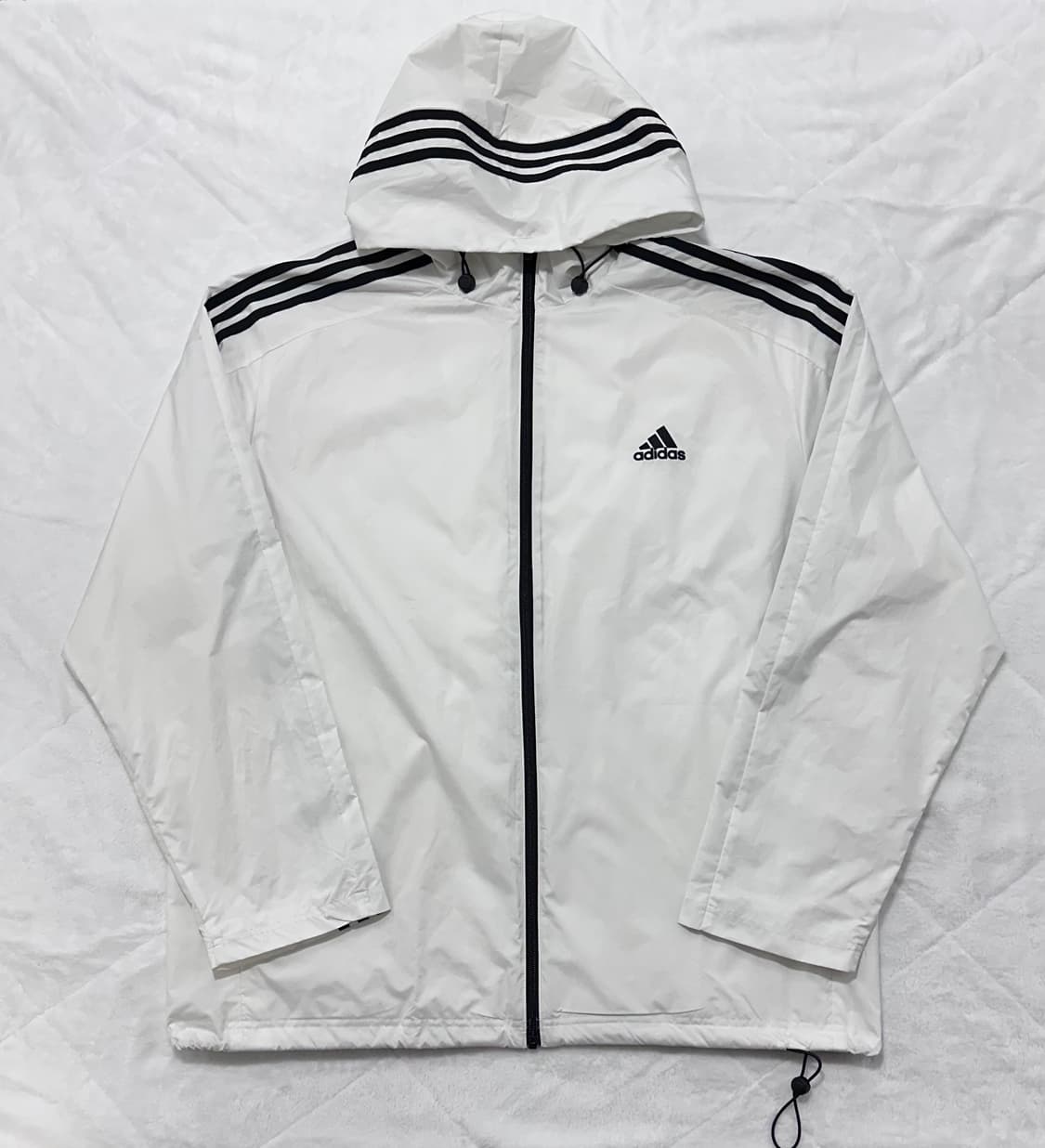 아디다스 삼선 화이트 후드 바람막이 상품이미지1
