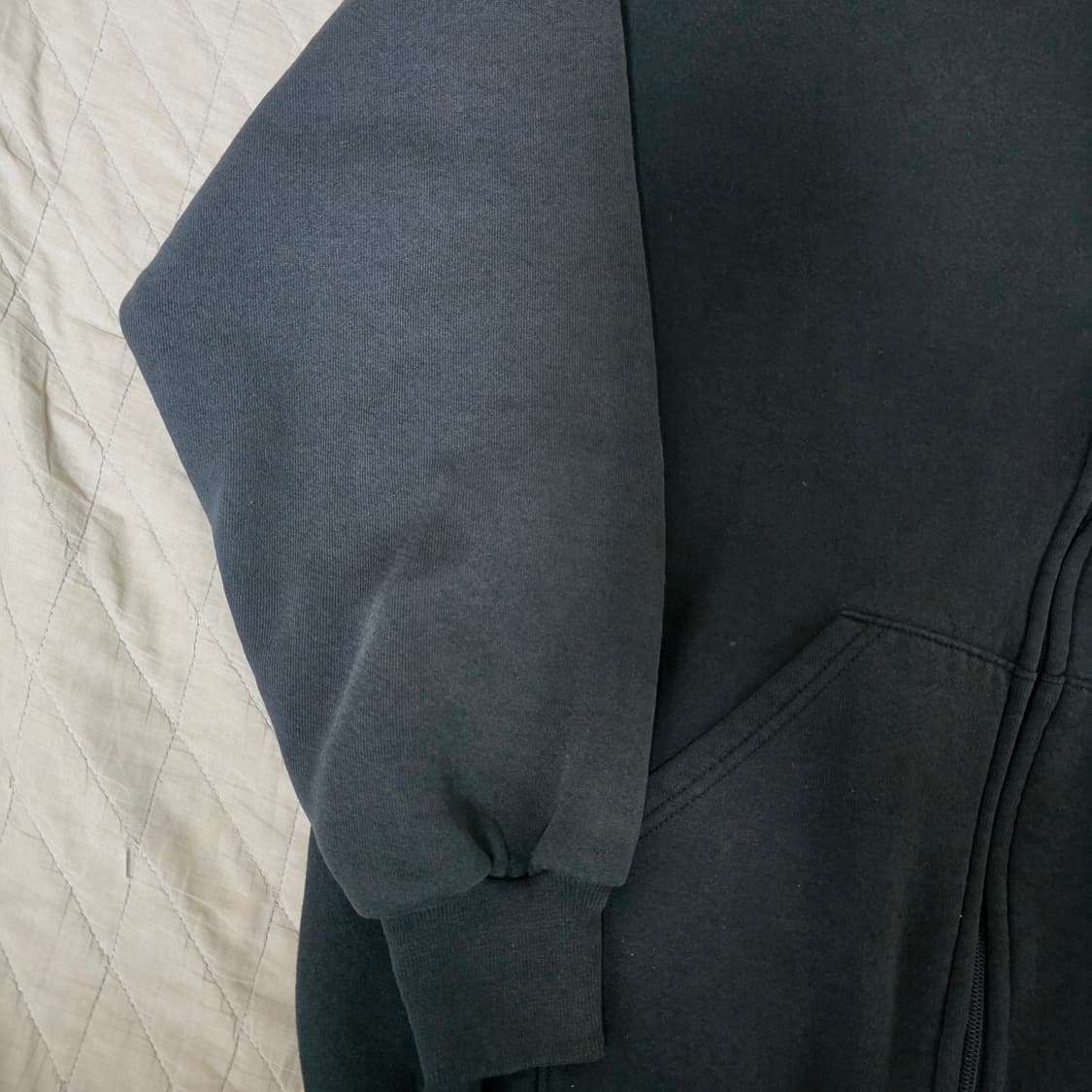 [XL] 90s 빈티지 러셀 애슬레틱 후드집업 블랙 ver. 스테인 상품이미지2