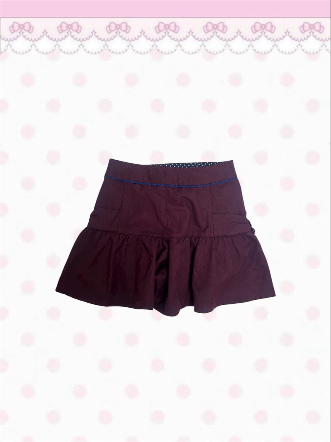 빈티지 pom ponette 폼포넷 체리 버건디 리본 큐롯 팬츠 상품이미지2