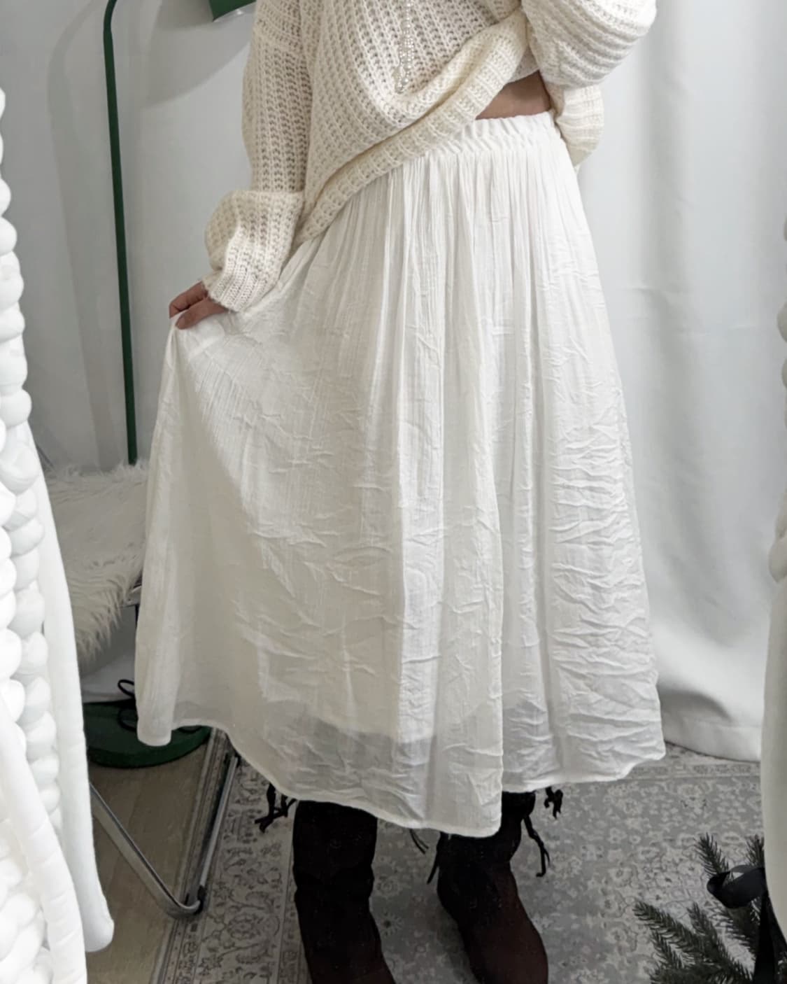 화이트 밴딩 롱 스커트 상품이미지1