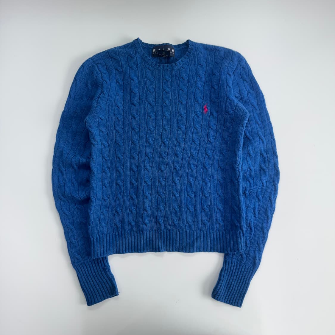 Polo 폴로 핑크 포니 블루 케이블 니트 상품이미지3