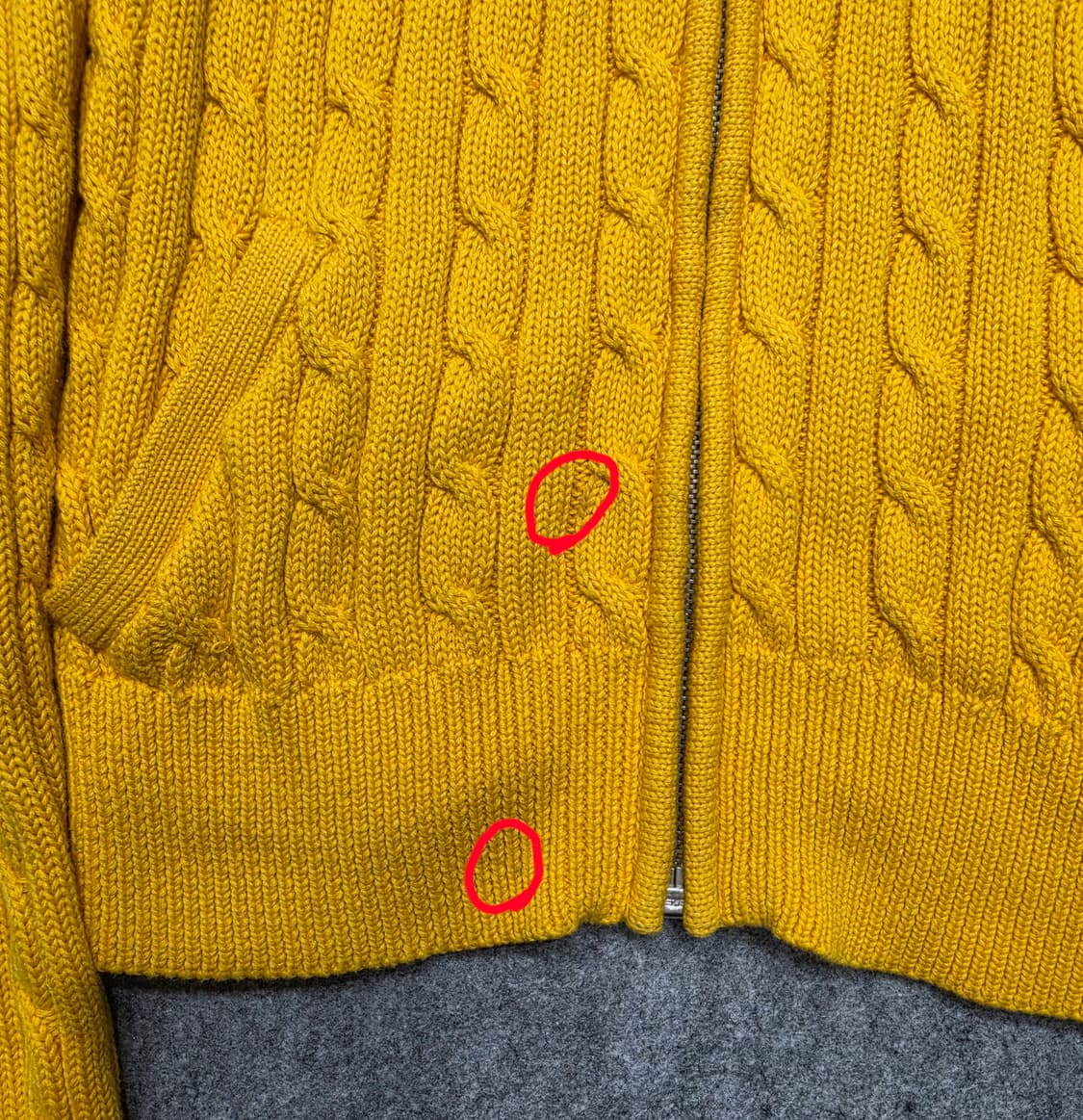 폴로 랄프로렌 스포츠 꽈배기 케이블 니트 집업 옐로우 S 상품이미지5