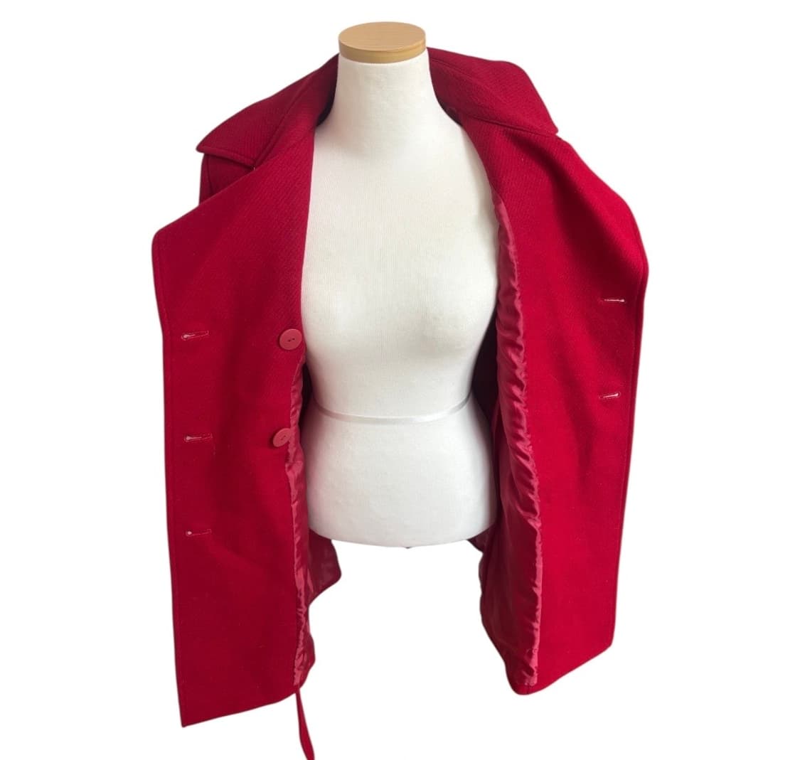 [고퀄] 울 모직 레드 더블버튼 벨트 코트 상품이미지5