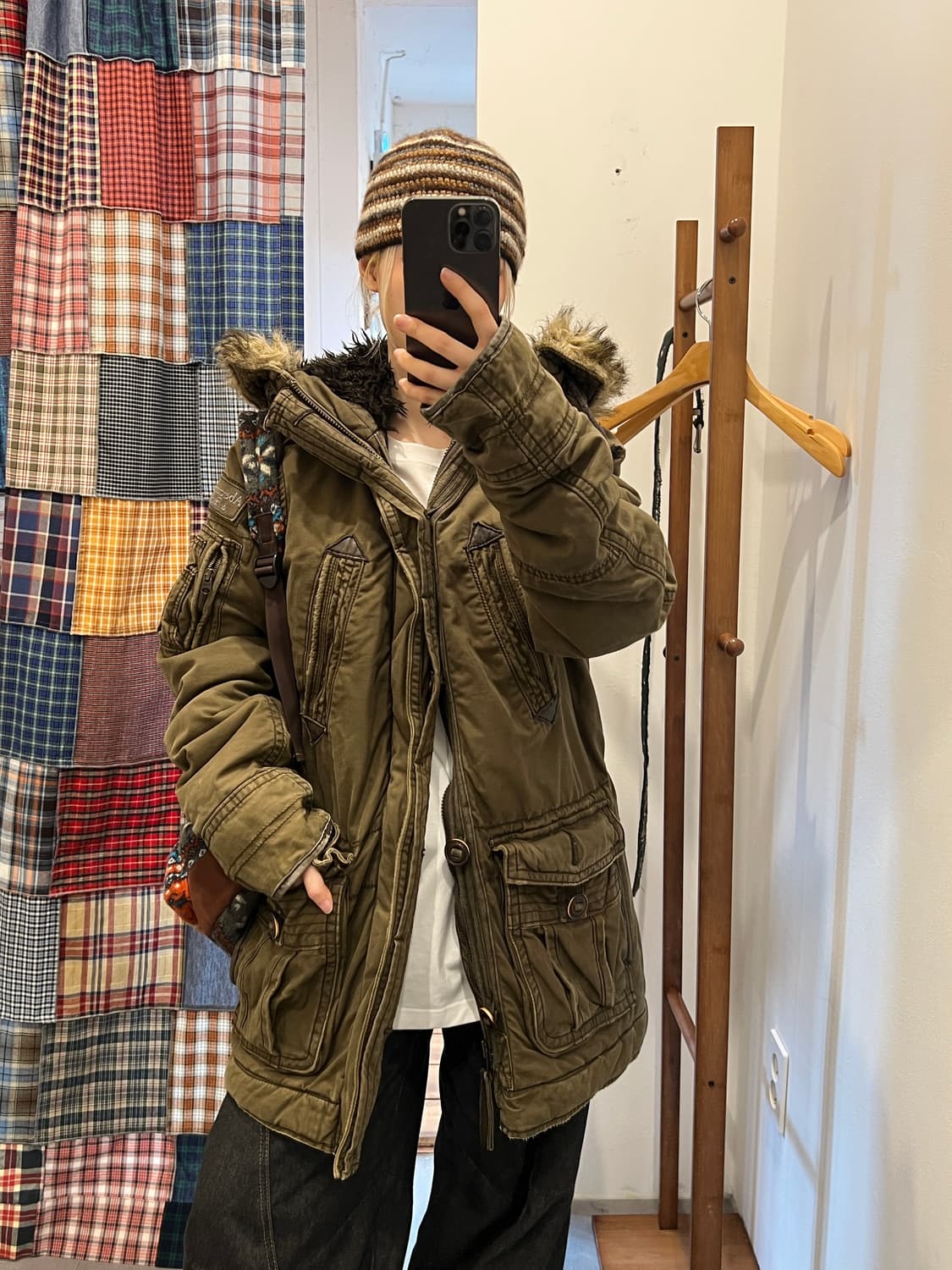 아베크롬비 카키 퍼 미디 패딩 상품이미지2