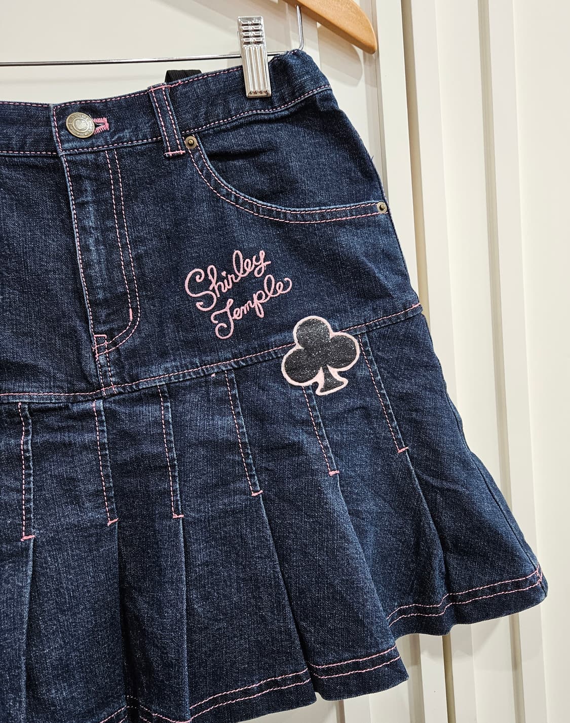 셜리템플 데님 플리츠 스커트 상품이미지3