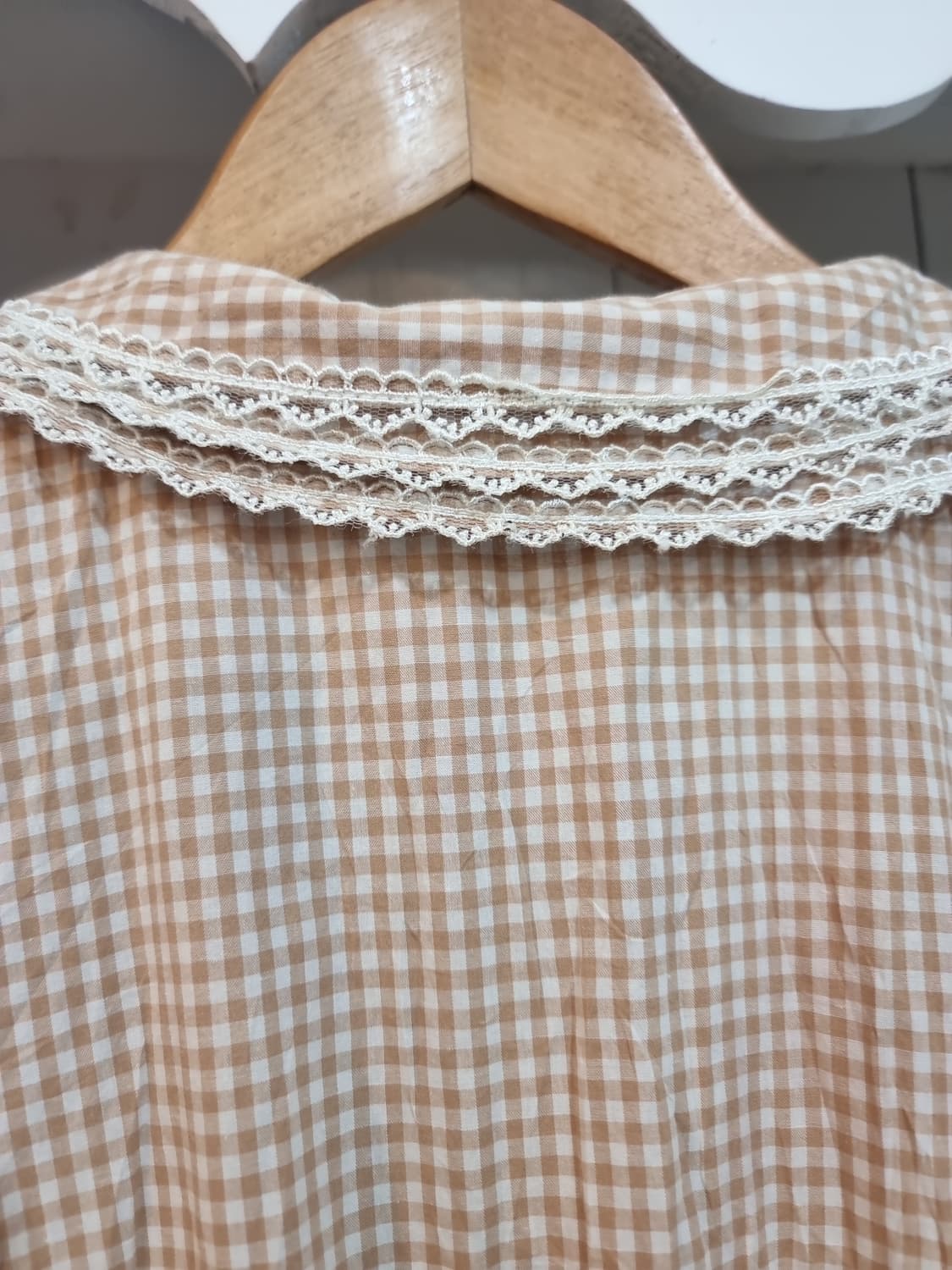 axes femme베이지 체크 레이스카라 원피스 상품이미지8