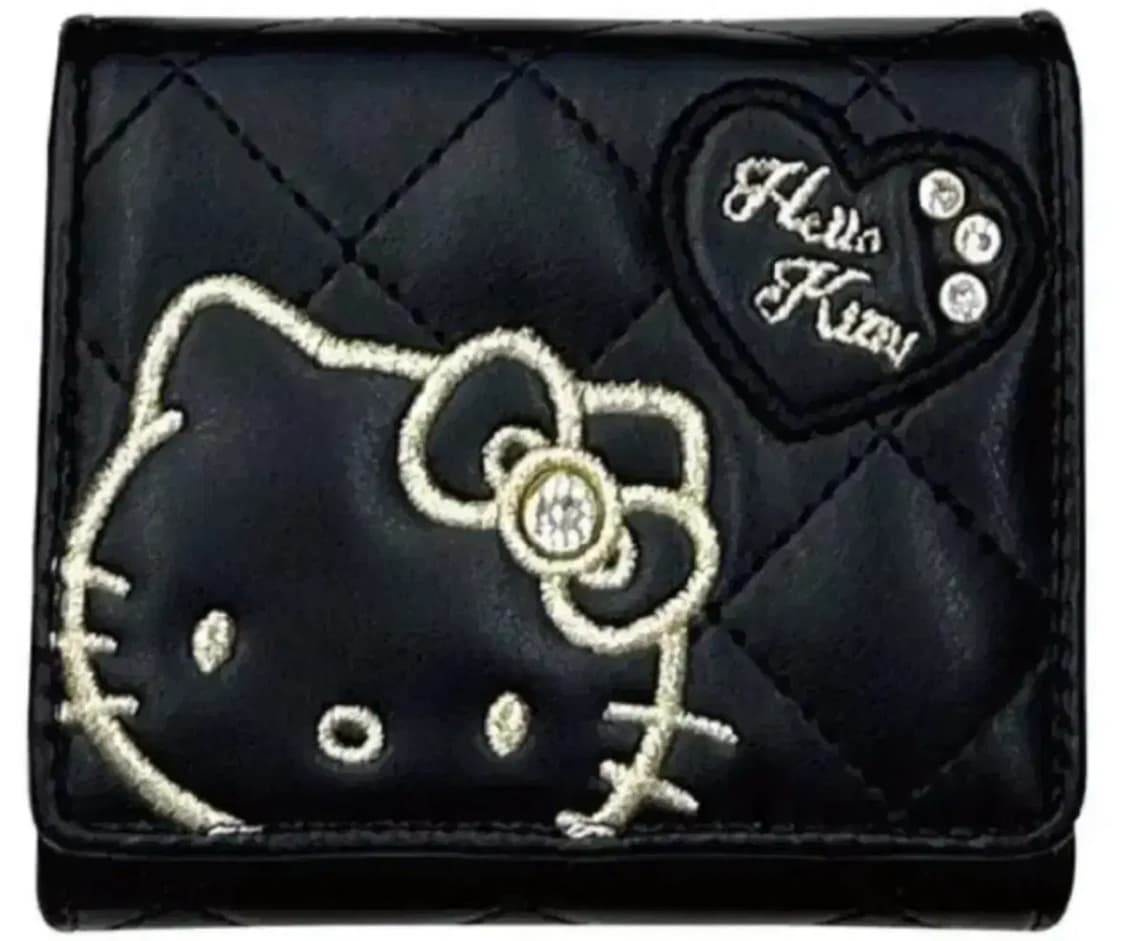 헬로키티 퀼팅 반지갑 블랙 상품이미지1