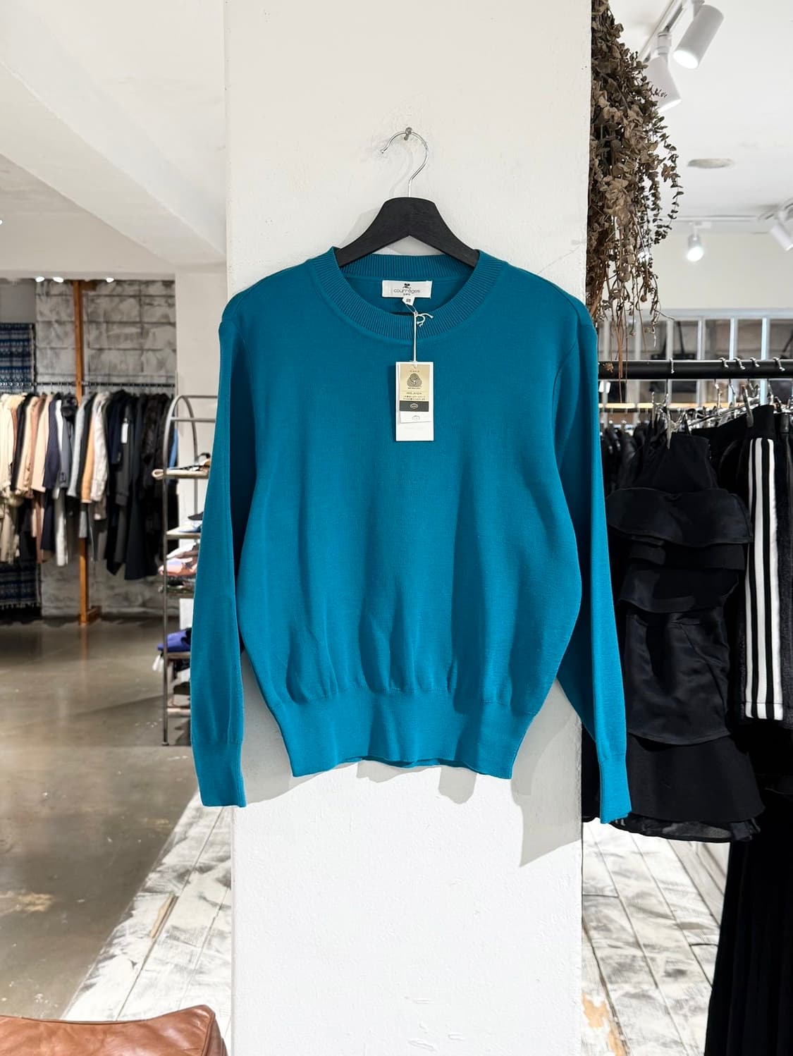 꾸레쥬 블루 로고 울 니트 스웨터 상품이미지1