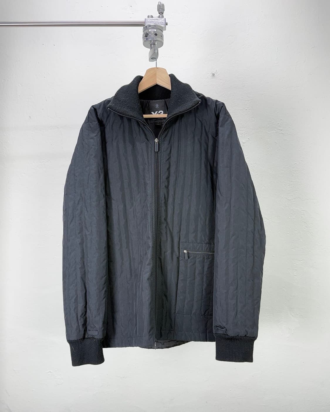 y-3 00s 블랙 퀼팅 니트 카라 라이트 패디드 자켓 상품이미지1