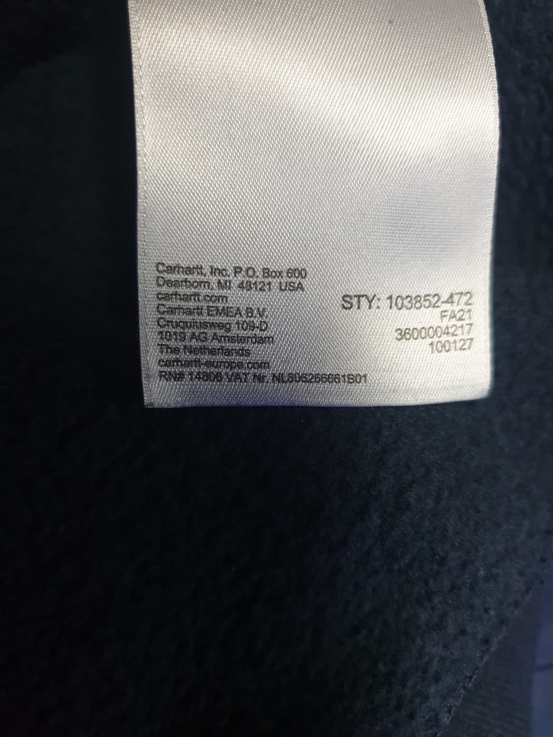 (품절제품) 칼하트 미드웨이트 루즈핏 포켓 스웻 맨투맨 네이비 (M) 상품이미지6