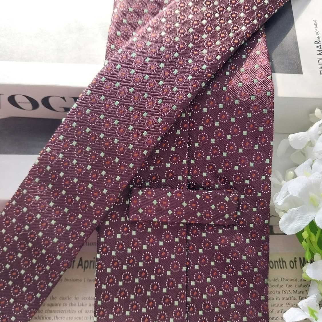 제냐 실크 브라운 자카드 패턴 넥타이 9.2cm A+등급 K1710
 상품이미지7