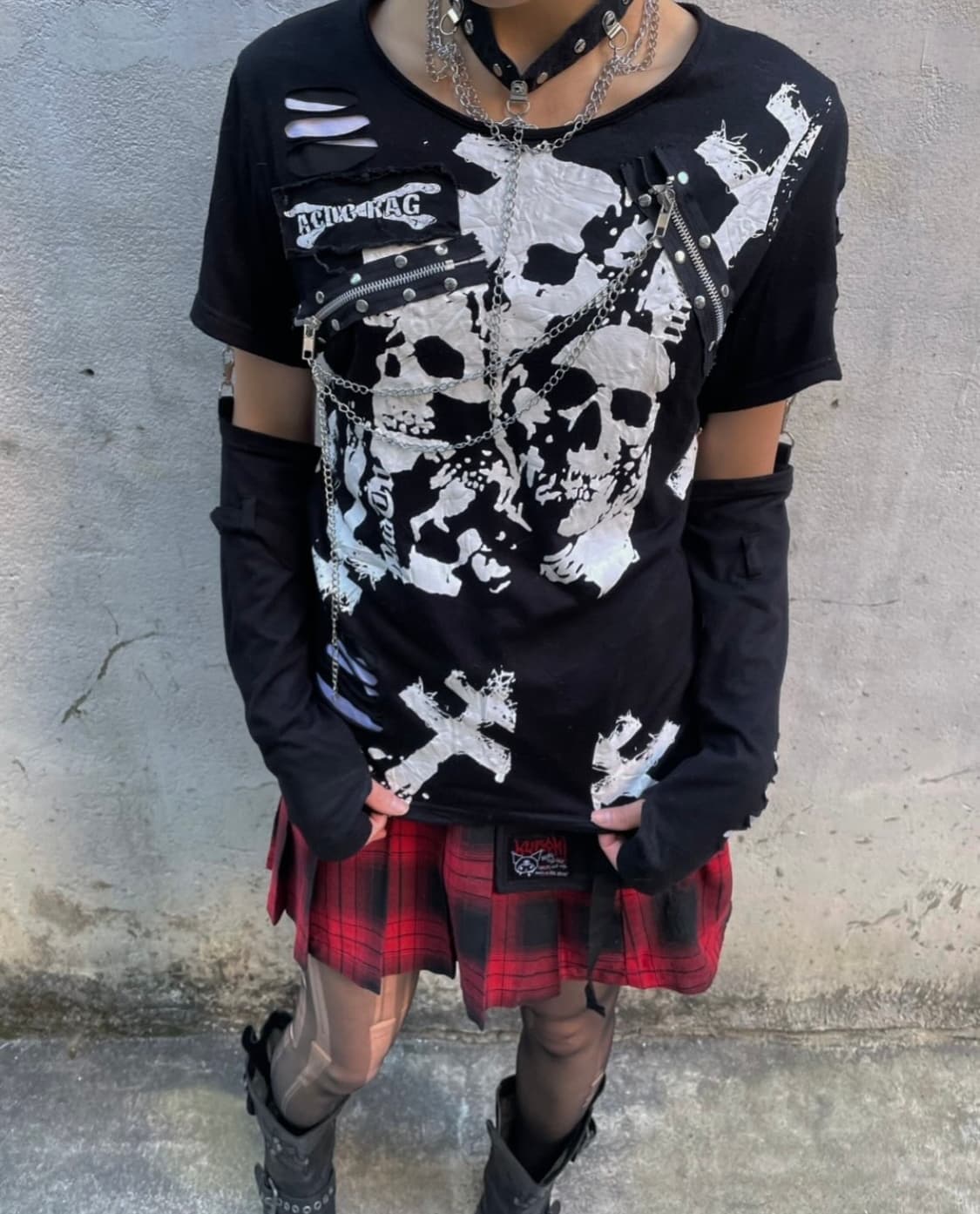 [Ketohouse] acdcrag choker punk top 상품이미지1