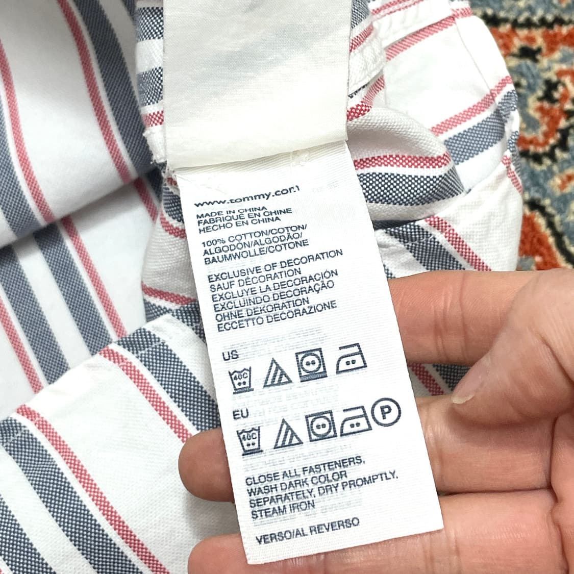 타미힐피거 빈티지핏 네이비 세로 스트라이프 옥스포드 셔츠 남성S 상품이미지5