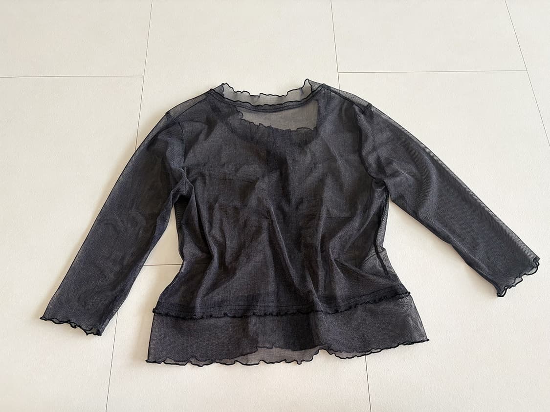 mesh frill button top 상품이미지4