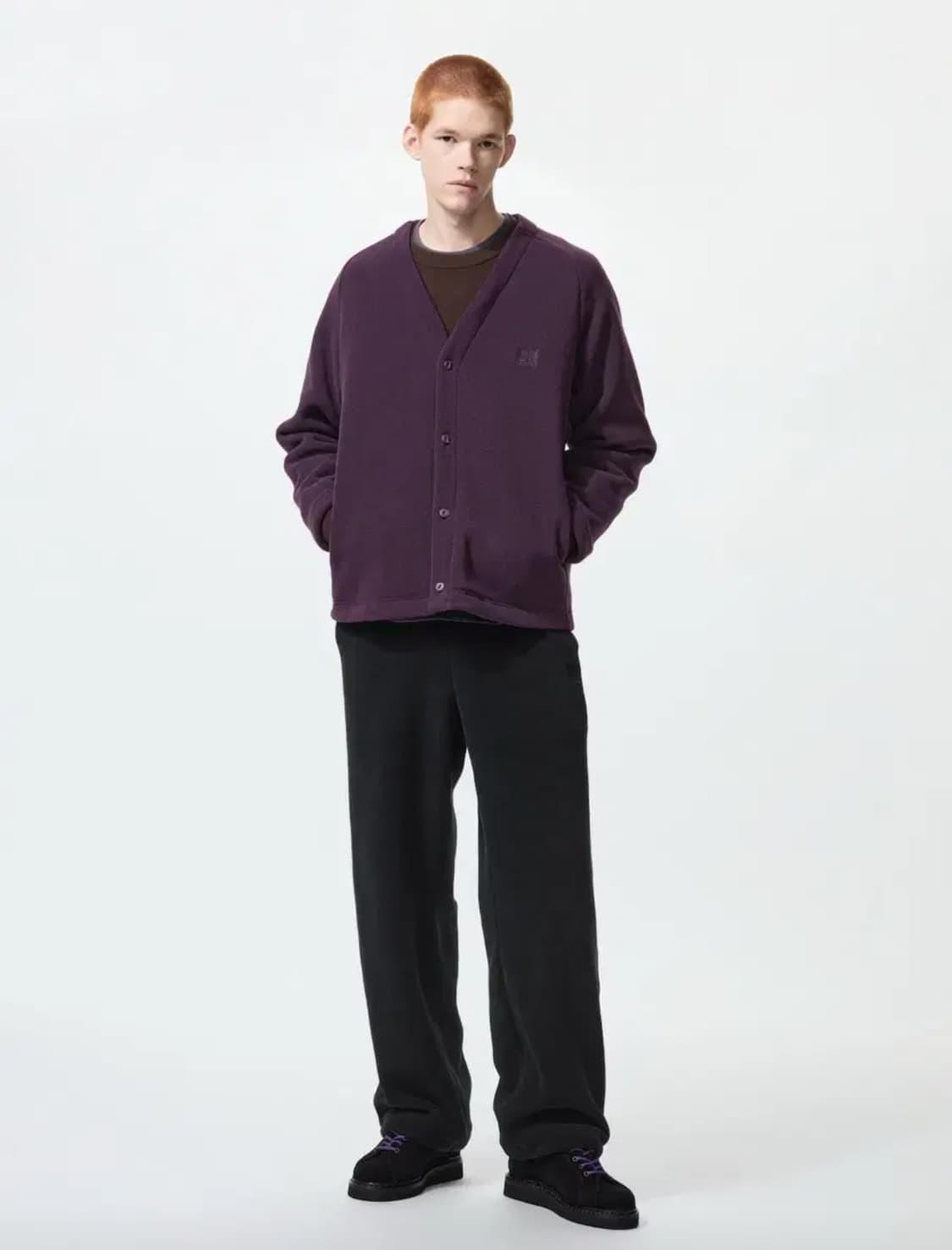 [M] 유니클로 니들스 플리스오버사이즈 가디건 퍼플 상품이미지2