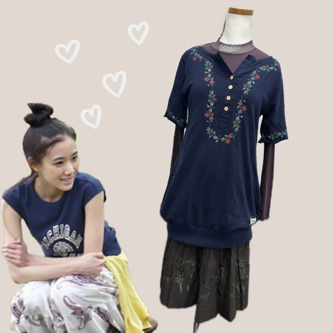 🪇하구미의 에스닉 코디세트🪇자수 레이어드 플라워 일본 빈티지  상품이미지2