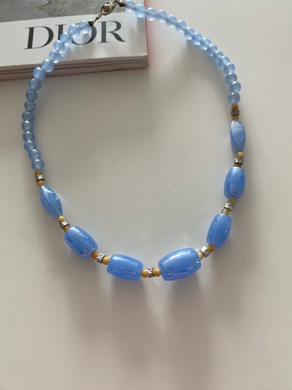 일본수입 비즈 스카이 블루 목걸이 상품이미지3