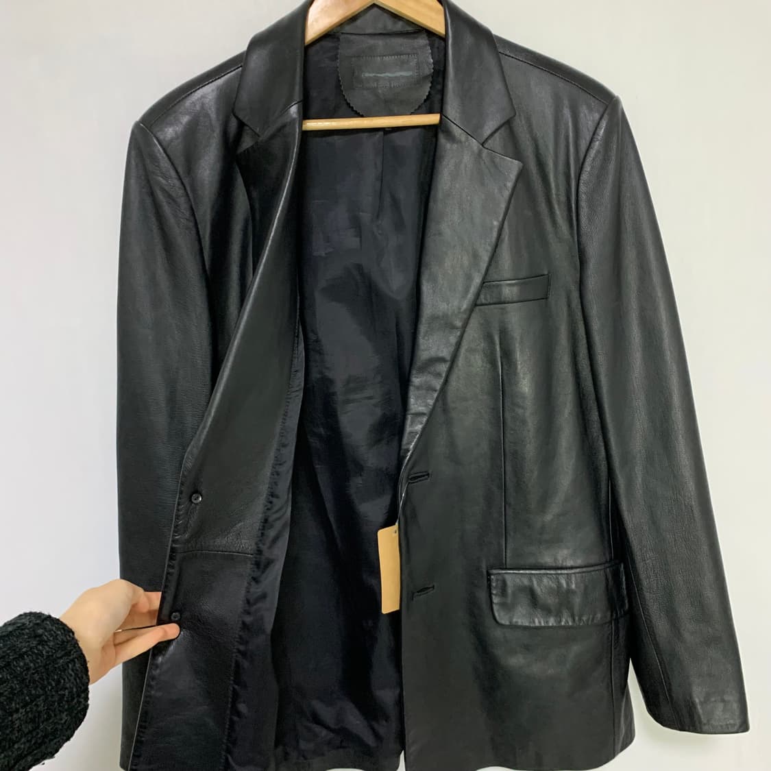 빈티지 리얼레더 양가죽 자켓 블레이저 블랙 남녀공용 상품이미지4