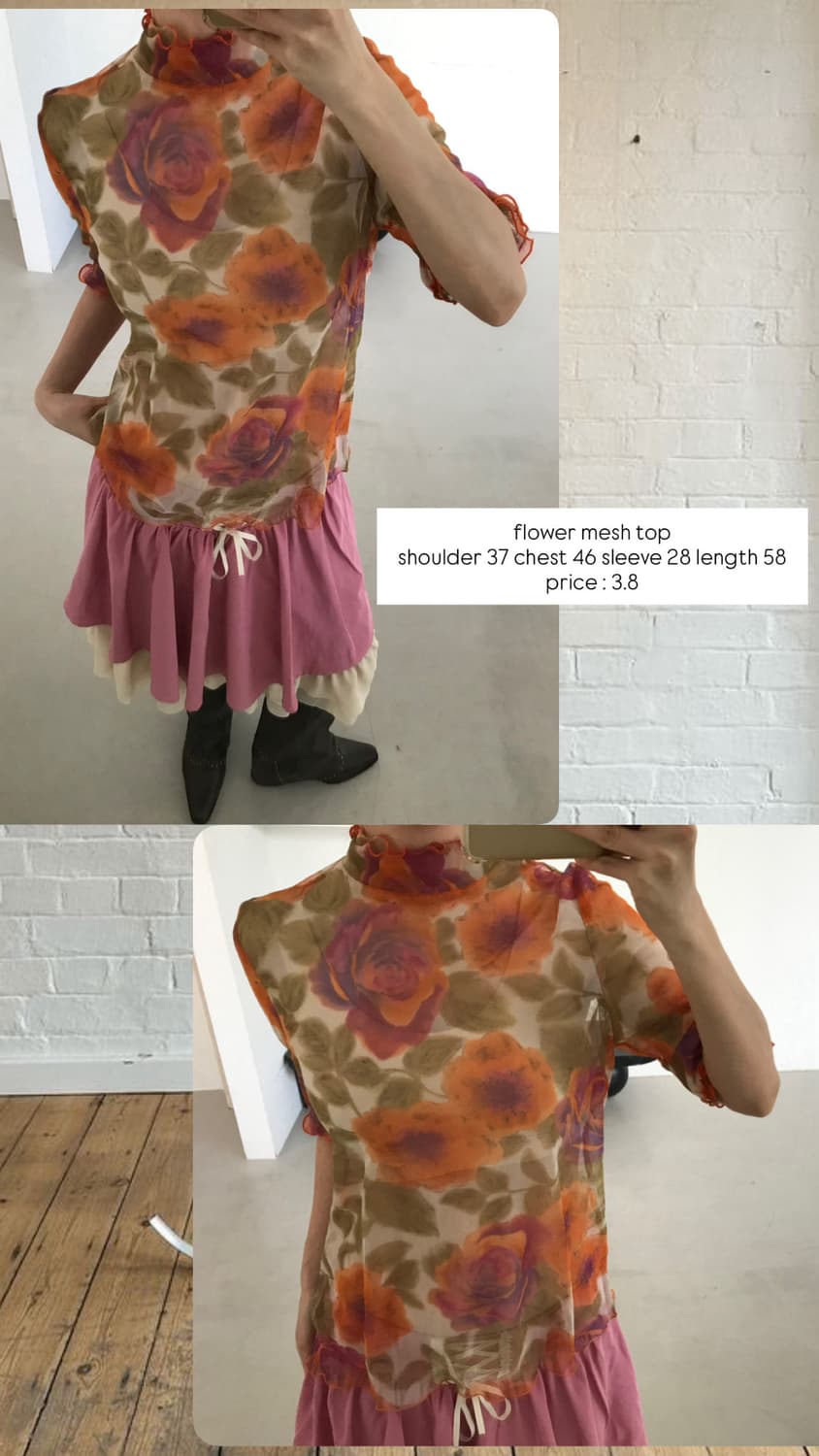 vintage flower pattern mesh top 상품이미지4
