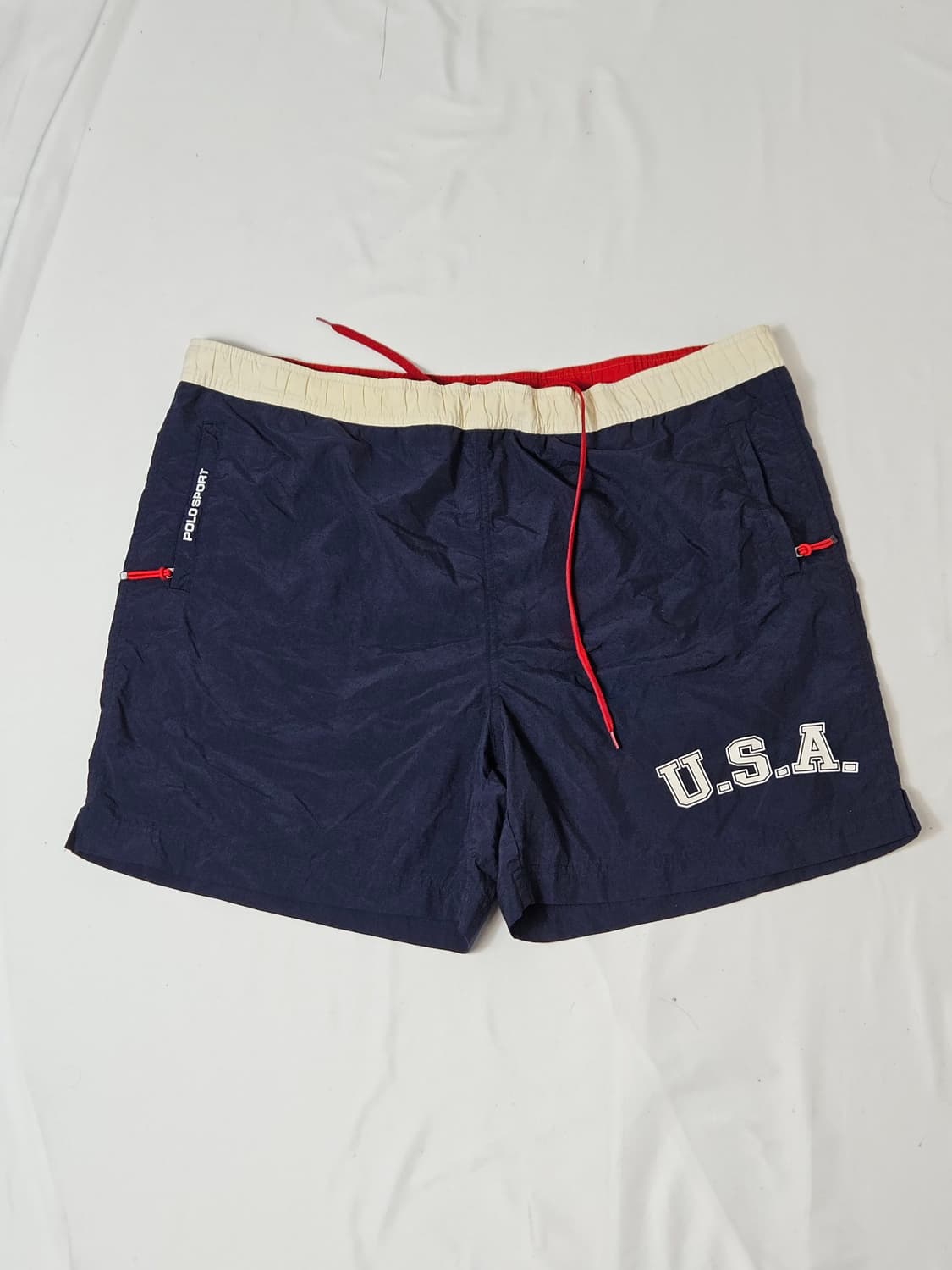 90s 폴로 스포츠 USA 우븐 스윔쇼츠 반바지 숏팬츠 올드스쿨 XL 상품이미지1