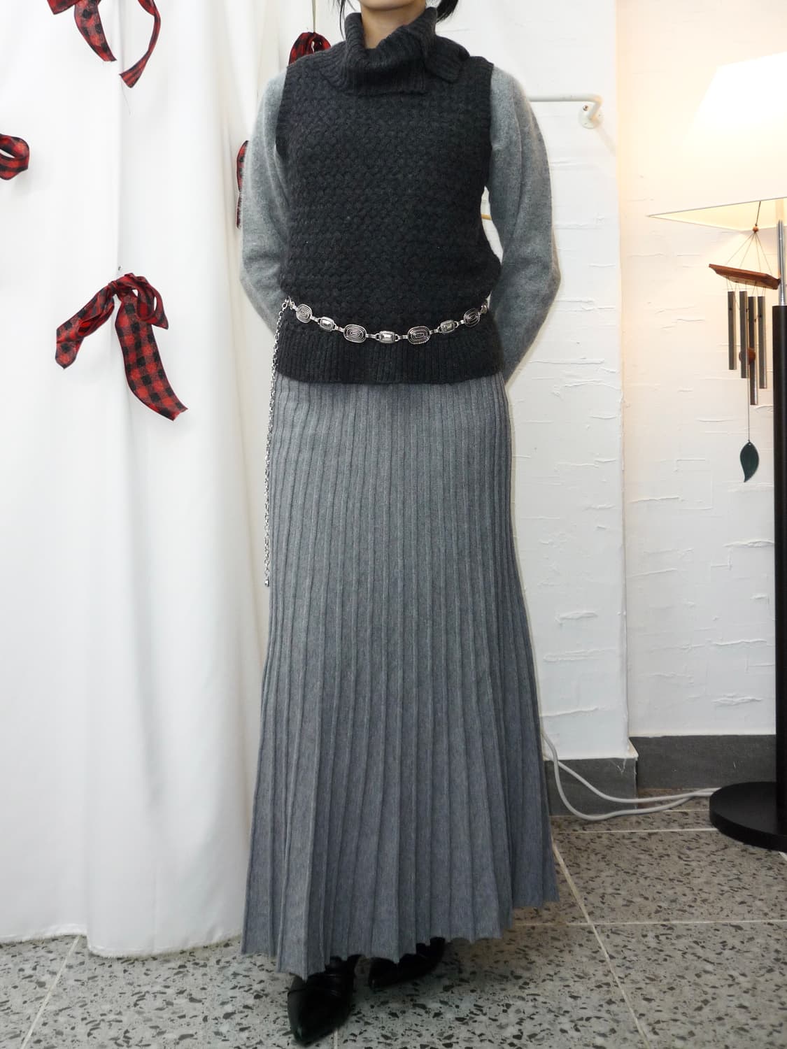 Mist grey knit skirt 상품이미지2