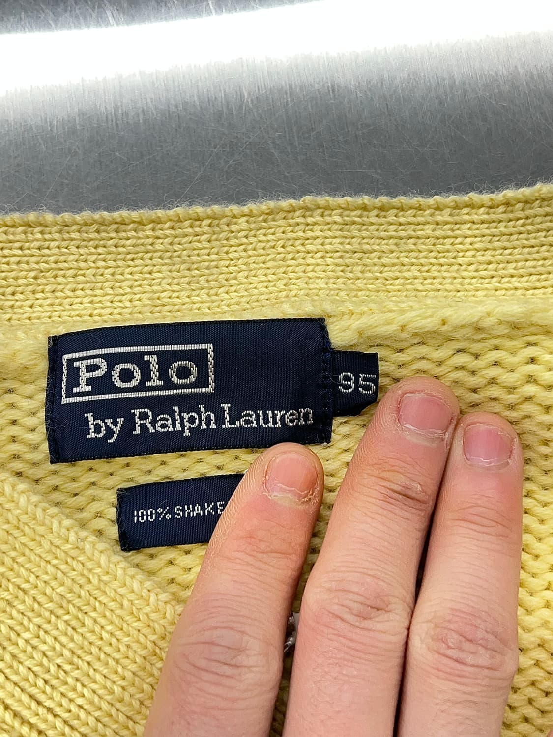 폴로 랄프로렌 90s 옐로우 체스넛 버튼 쉐이커 울 니트 가디건 상품이미지7