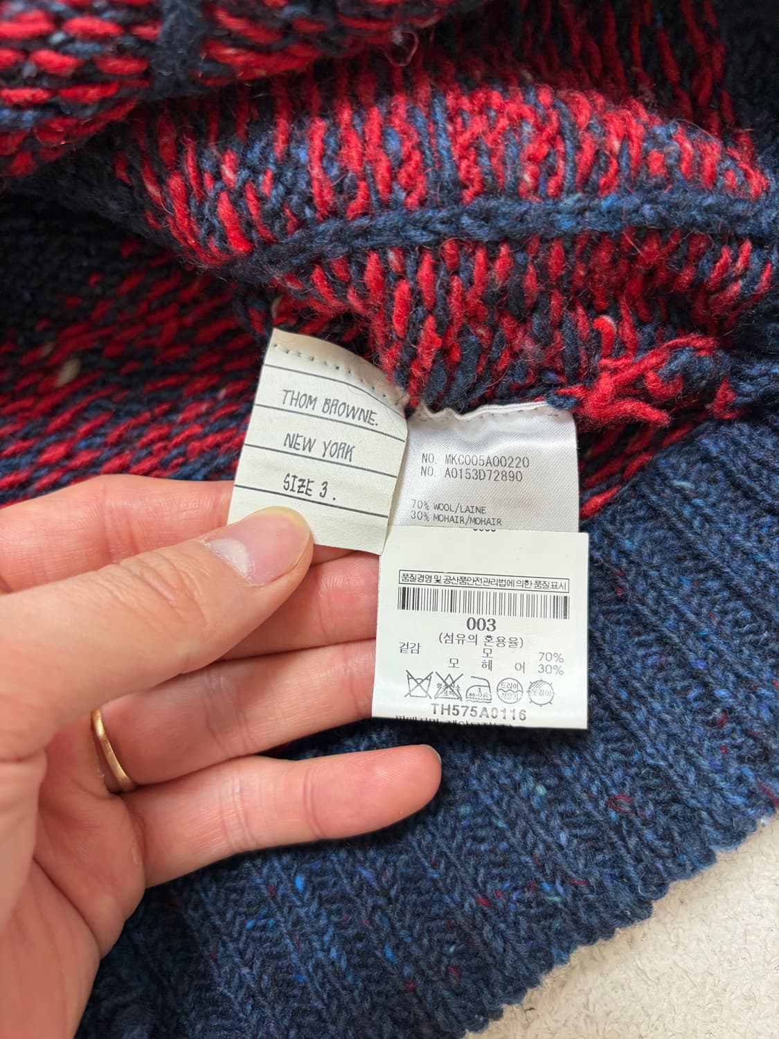 [3] 톰브라운 페어아일 애니멀 가디건 (네이비/레드) 상품이미지4