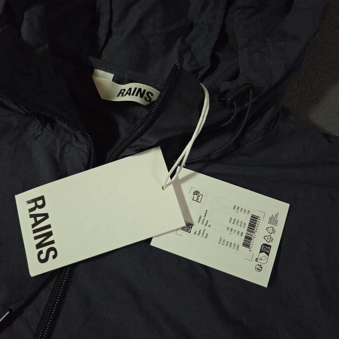 Rains 레인스 주바 자켓 바람막이 XL 네이비 상품이미지4