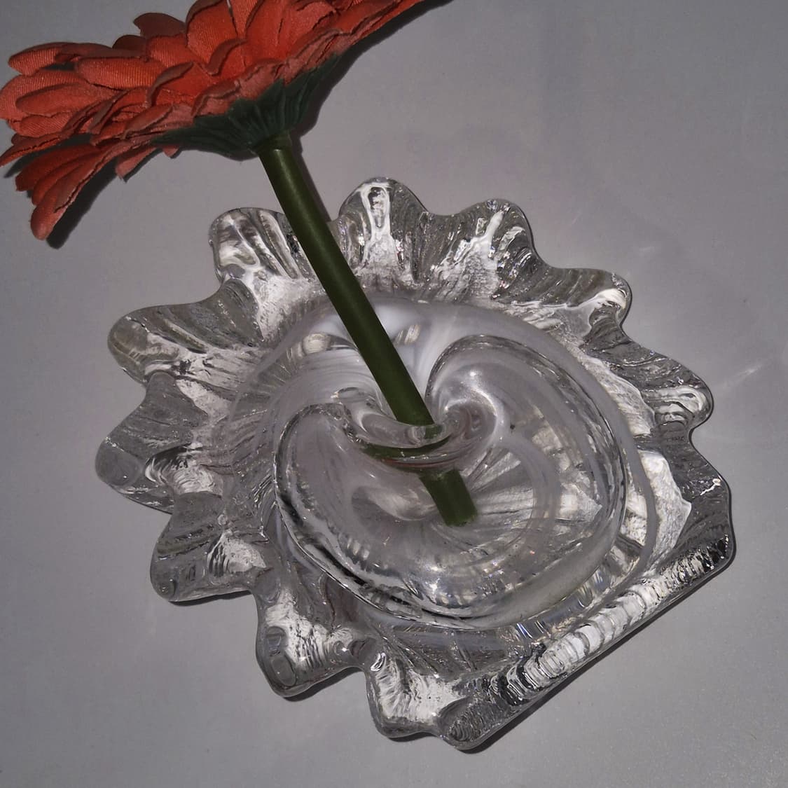 80s 이와사와 핸드블로운 마블 한송이 꽃병 상품이미지7