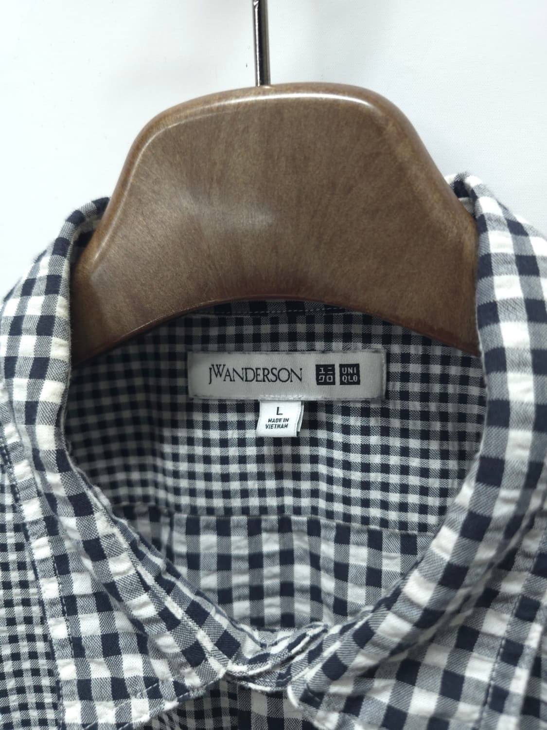 ​유니클로 x JW 앤더슨 시어서커 패치워크 체크 반팔 셔츠 (L) 상품이미지3