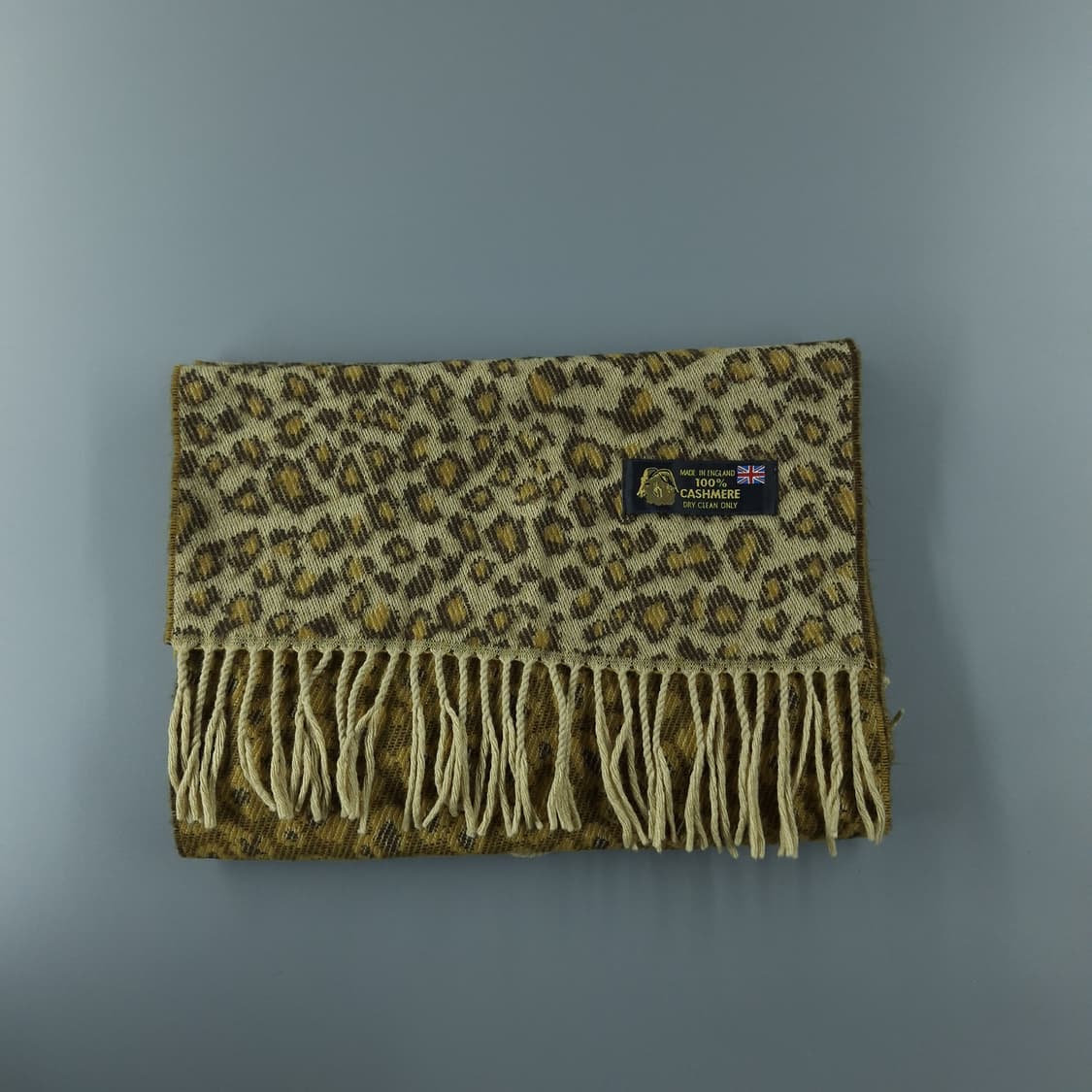 빈티지 베이지 카키 리버시블 레오파드 호피 캐시미어100 머플러 목도리 상품이미지3