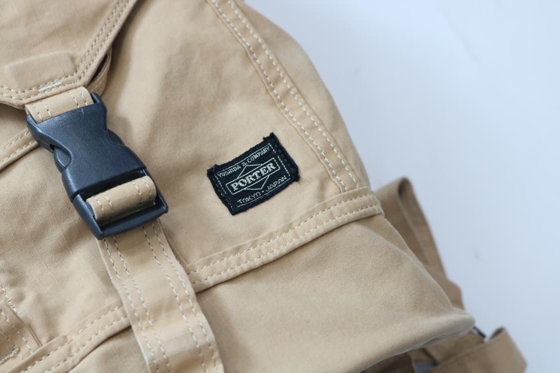 포터 빈티지 립스탑 베이지 코튼 캔버스 백팩 상품이미지4