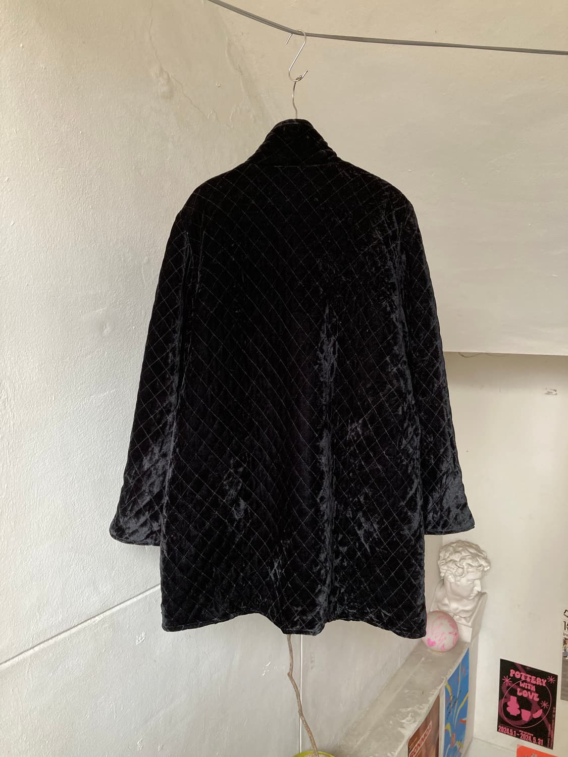 벨벳 퀄팅 금장단추 반코트 상품이미지5