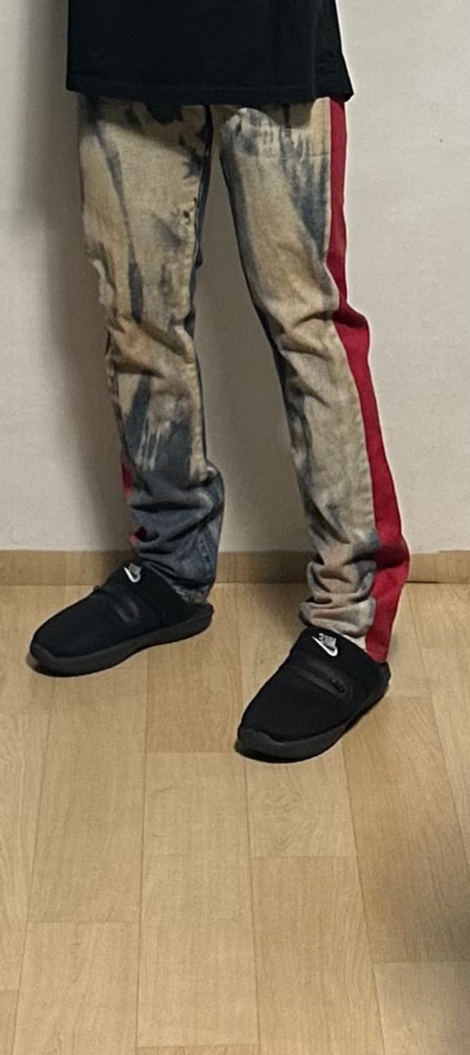 오프화이트 스트라이프 블리치드 데님 팬츠 상품이미지5