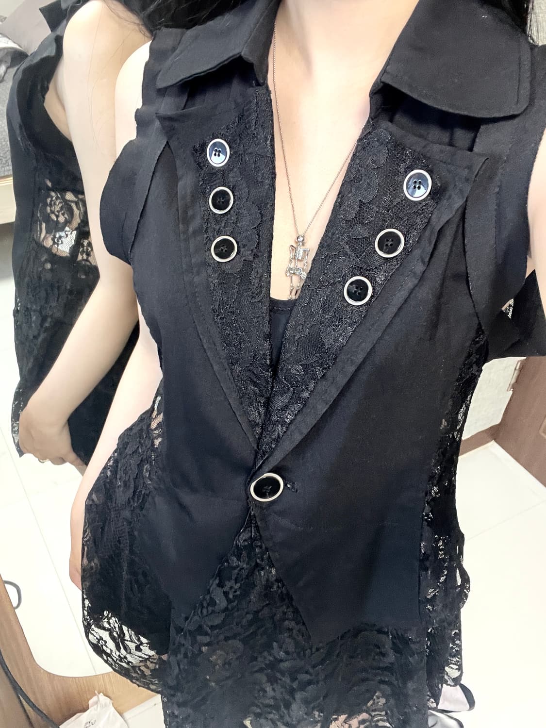vintage black godic vest onepiece 상품이미지1