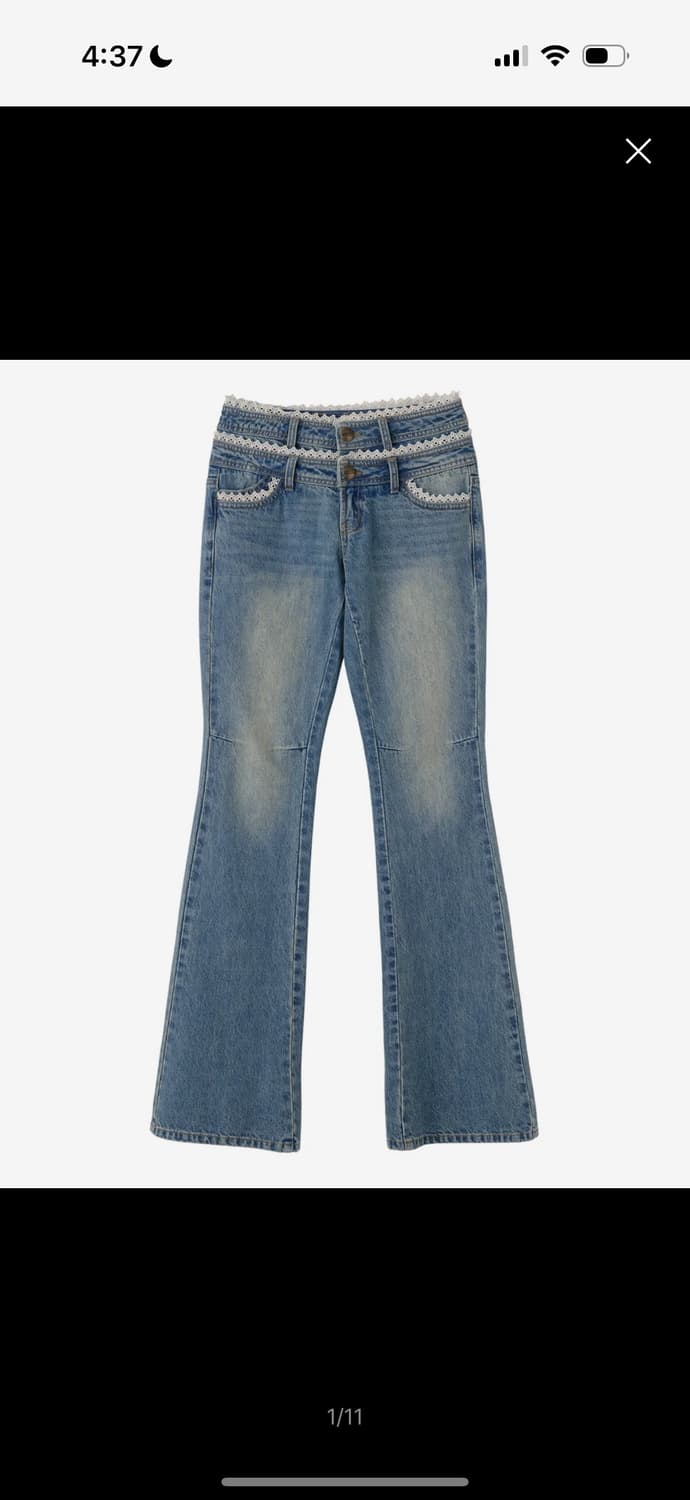 Double Waist Boots Cut Denim Mid Blue 상품이미지5