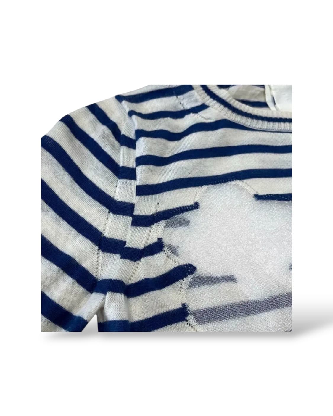 (rare) 꼼데가르송 플라워 메쉬 백버튼 스트라이프 가디건 상품이미지3