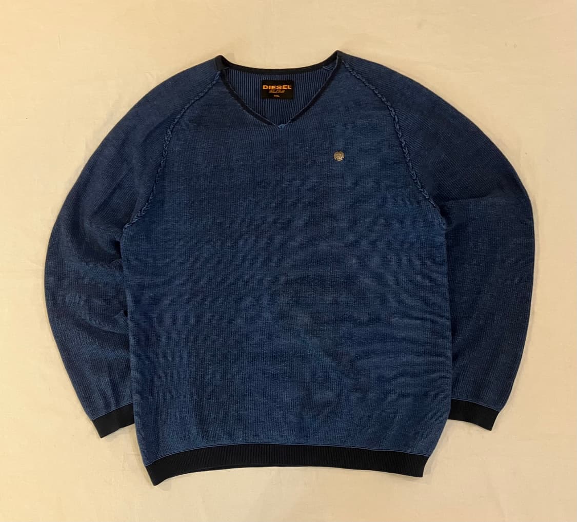 디젤 블랙 골드 모히칸 펜던트로고 와플 니트 상품이미지1