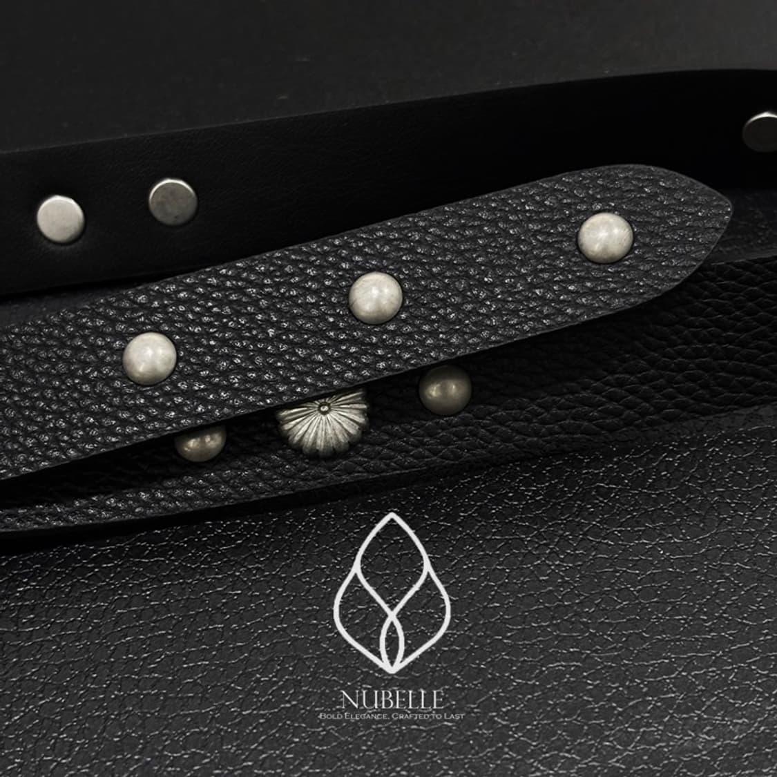 🌗 Flower stud belt / 에스닉 플라워 스터드 가죽 벨트 상품이미지8