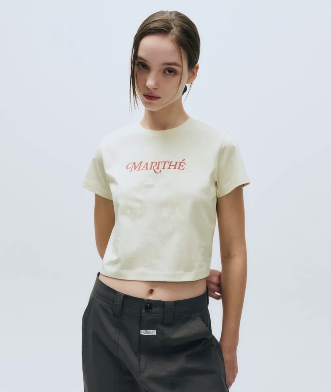 마리떼 프랑소와 저버 W RIBBON GRAPHIC CROP TEE 상품이미지1