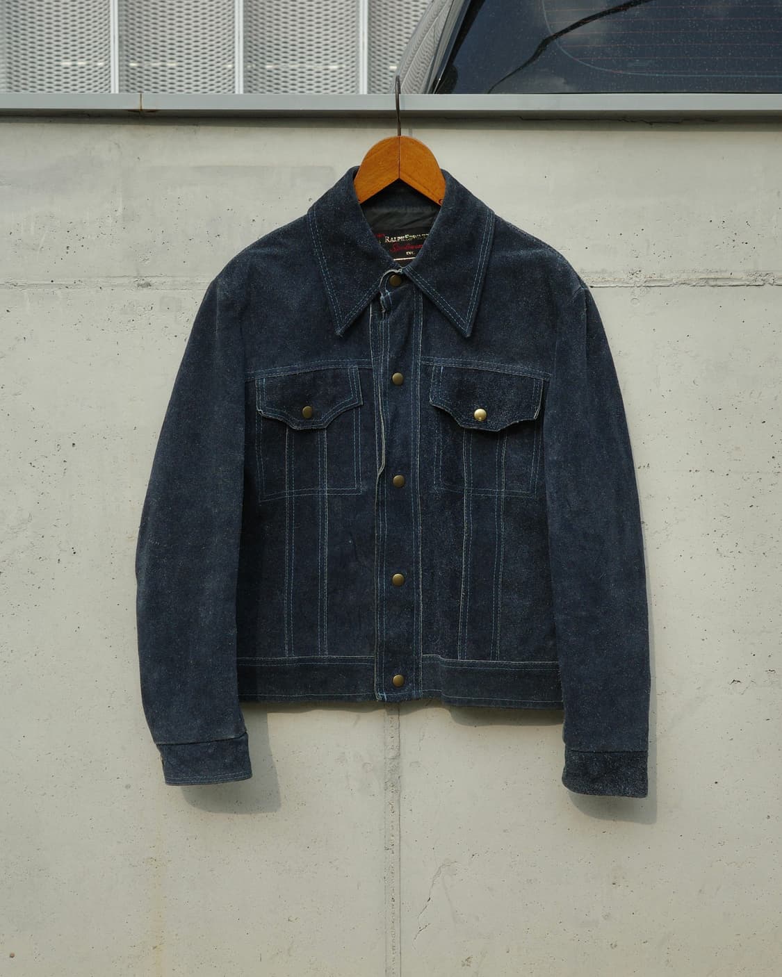70s Ralph Edwards 슬럽 네이비 스웨이드 자켓 상품이미지1