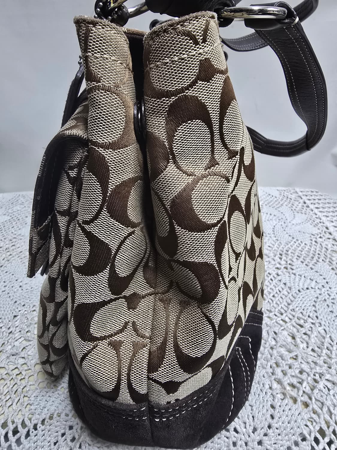 코치 자가드. 스웨이드 숄더백(보부상백) 상품이미지5