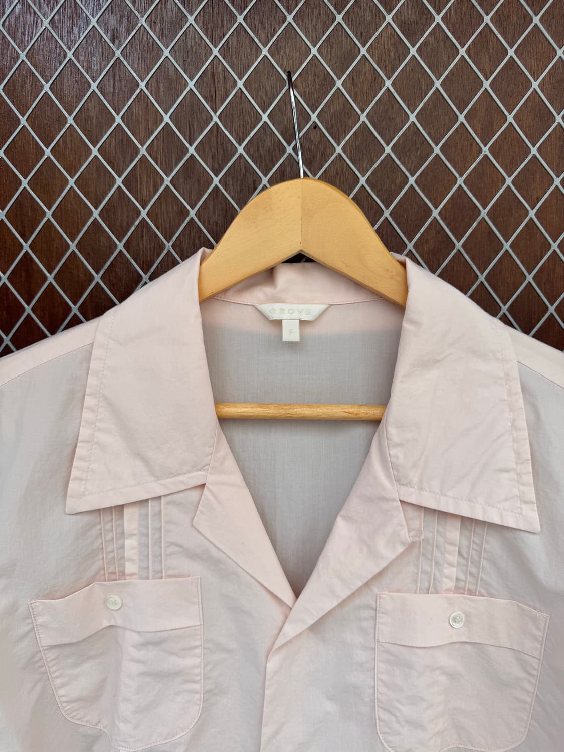 그로브 그로브스토어 유니 절개 카라 피치핑크 셔츠 블라우스 F 상품이미지4