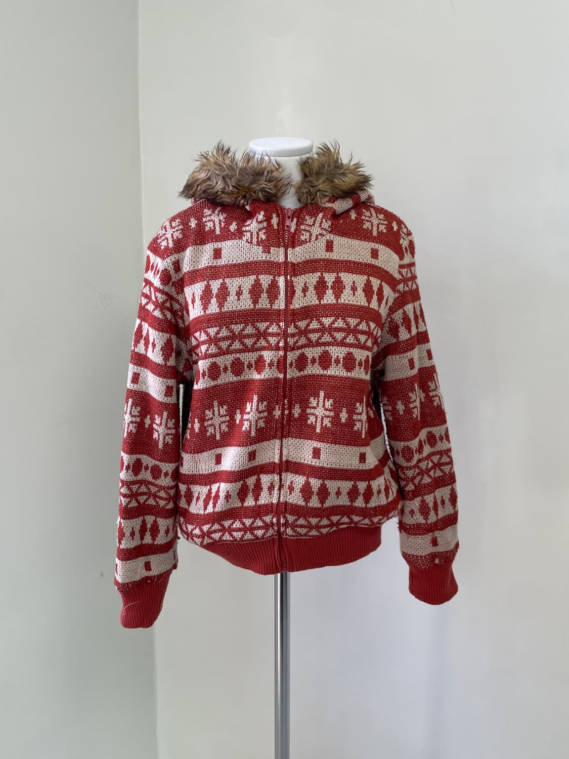 빈티지 노르딕 코위찬 퍼트리밍 후드집업  J04150 상품이미지1